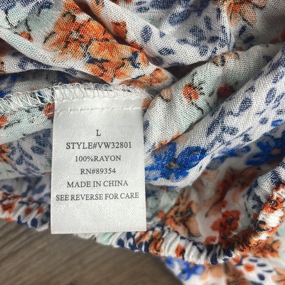 Adrienne Vitadinni Women’s Off the Shoulder White Orange Blue Floral Blouse sz L - Picture 5 of 9